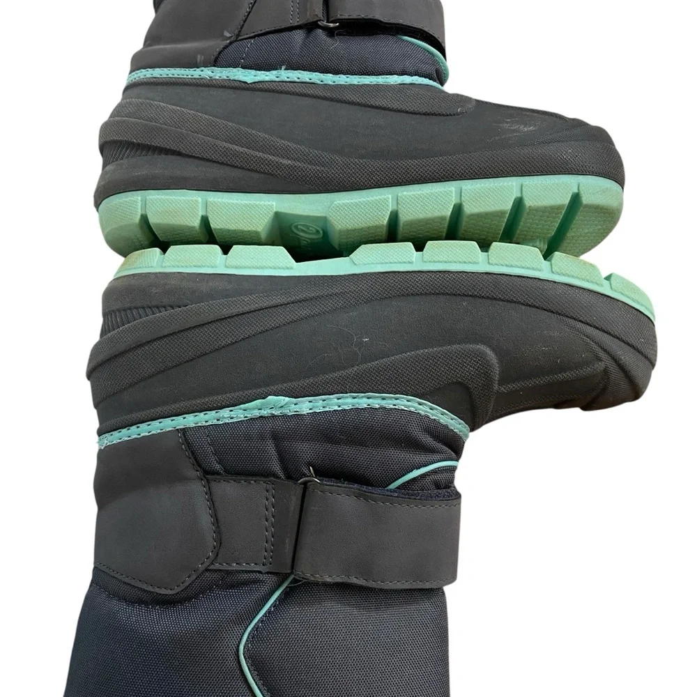 Cat & Jack Cordie Winter snow boots Childs 2 Thermolite water-resist Gray Green